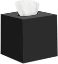 Black Tissue Box Cover – Square Tissue Box Holder for Bathroom Accessories Countertop, Decorative Tissue Cover and Square Cube Holder for Modern Home, Office or Dresser Décor