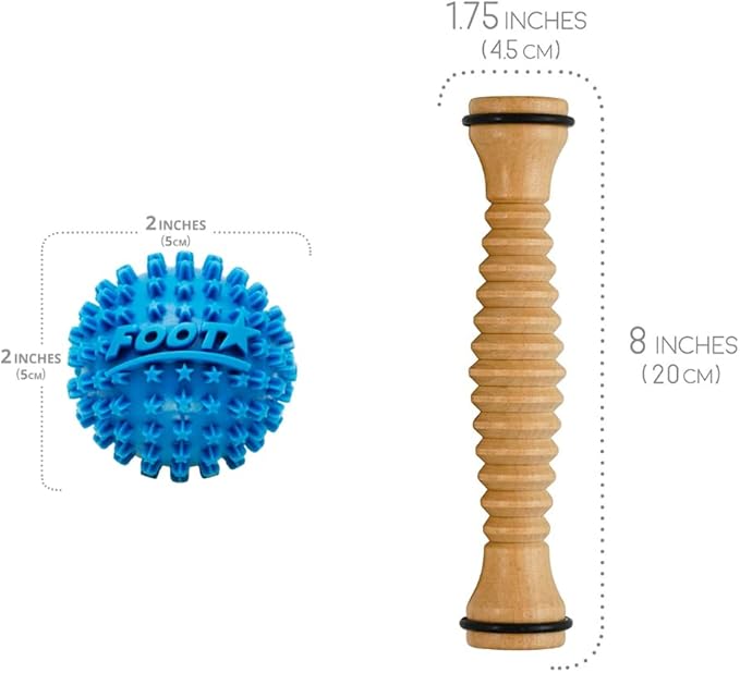 Body Back FSA Eligible Wooden Foot Roller & Foot Star® Massager Ball Bundle - Plantar Fasciitis Relief, Deep Tissue Foot Pain & Arch Massager, Myofascial Release