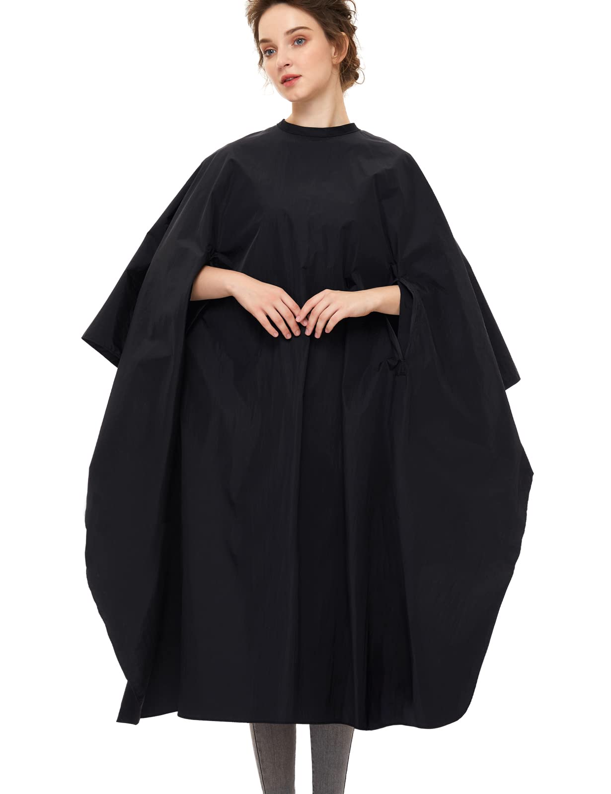 izzycka Professional Barber Cape With Armholes - Hands Free All Purpose 64"x56" Large Waterproof Salon Capes for Hair Stylist - Nylon Hair Cutting Cape For Hair Dye, Hair Color,Haircut - Black