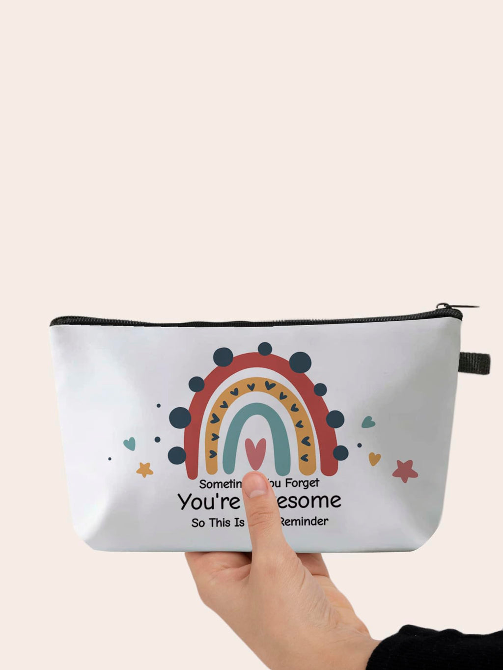 Deanfun Small Makeup Case - Cute and Waterproof Cosmetic Bag for Women(Rainbow, Sometimes You Forget That You'Re Awesome, So This Is Your Reminder D5-56372)