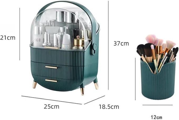 XAIODRAGONSKY Egg Makeup Organizer, Egg Shape(Oval) Makeup Storage Box Countertop Portable Vanity Cosmetics Organizer
