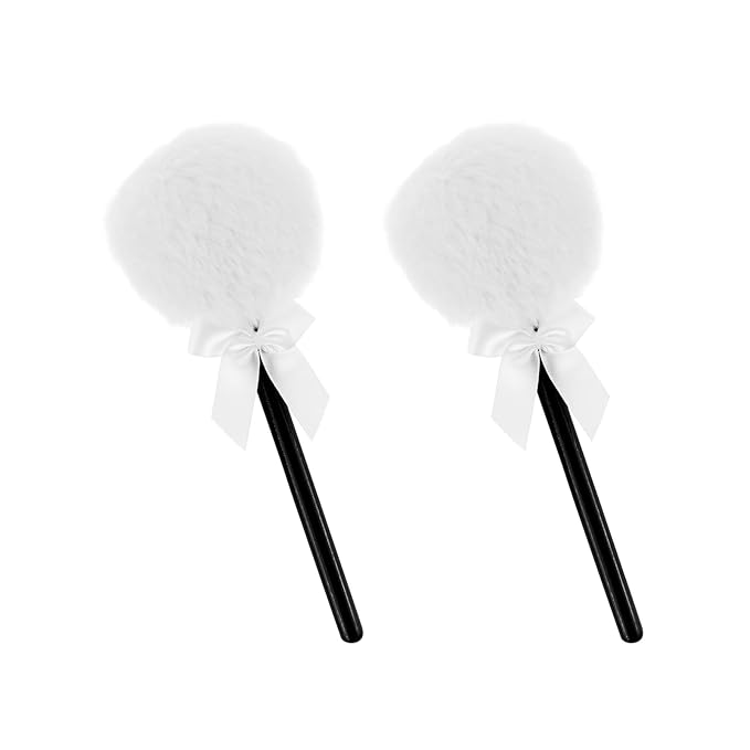 Lollipop Shape Setting Powder Puff,Fluffy Body Powder with Long Handle,Soft Cosmetic Makeup Puffs Women,Cosmetic Applicator for Setting Loose Dusting Blender & BodyPowder Application (white)