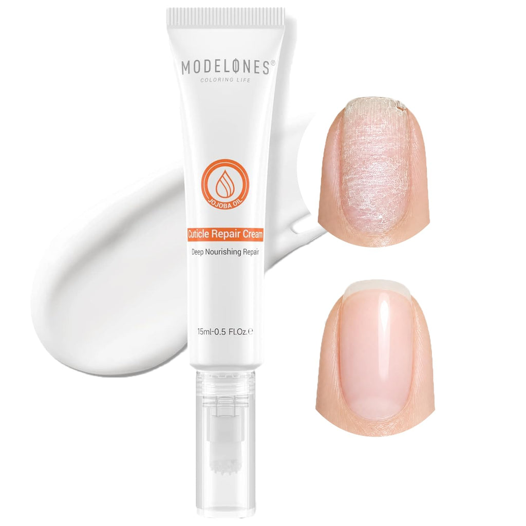 modelones Nail Strengthener Cuticle Cream, Ultra-Hydrating Nail Strengthener for Damaged Nails Care Cuticle Softener Organic Jojoba Oil, Non-greasy Dry Cracked Cuticles 15ML