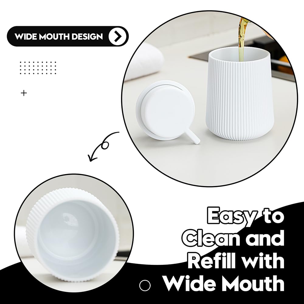 YAUKPH Striped Foaming Hand Soap Dispenser with Leak-Proof Pump for Bathroom and Kitchen Countertop 11oz White