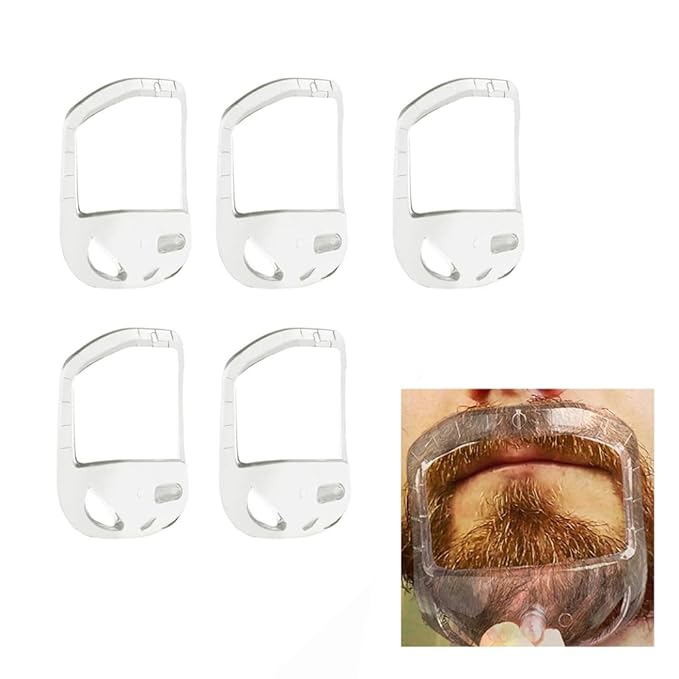 5PCS Transparent Beard Shaper Styling Tool Different Sizes Facial Hair Trimming Guide Grooming Shaper Hair Lineup Tool For Man|Beard comb