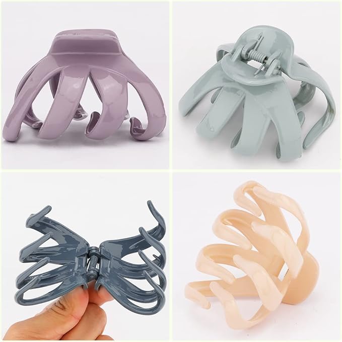 Atoden Claw Clips for Thick Hair 5Pcs, Large Hair Clips for Women, Octopus Hair Clips, Strong Grip Jumbo Jaw Clips, Girls Hair Styling Accessories, 3.15"