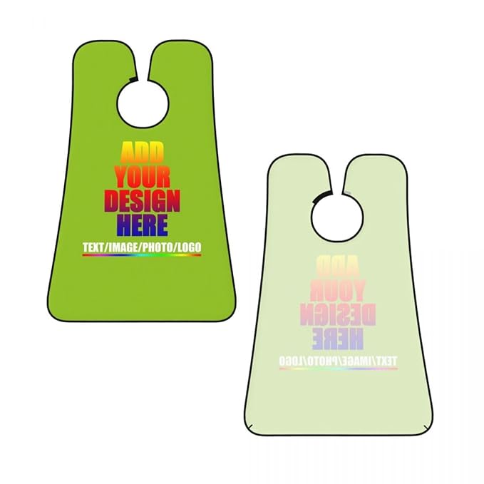 Personalized Custom Beard Bib Apron Design Your Photo Text Logo Beard Hair Catcher Non-Stick Beard Shave Capes for Trimming Shaving Yellow Green