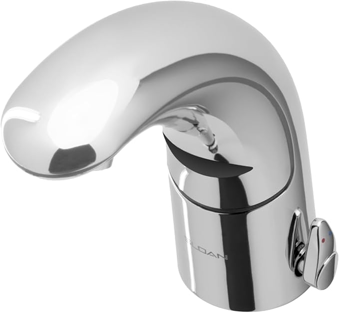 Sloan Optima EAF-150 Sensor Activated Touch-Free Faucet, Commercial Grade with Mounting Hardware - 1.5 GPM Battery-Powered Deck-Mounted Mid Body, Polished Chrome Finish, 3335001
