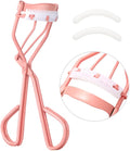 Uranian Eyelash Curlers with Built-in Comb Beauty Eyelashes Curlers Eyelash Cliper with 2 Replacement Silicone Refill Pads Premium Lash Curler Makeup Tool for Women and Girls (1 Pink-White Comb)
