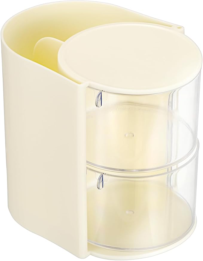 GUSHBIN Rotating Hair Accessories Organizer with Comb Holder Cosmetic Storage Case for Makeup Sponge Plastic Desktop Organizer, 2-Layer Yellow