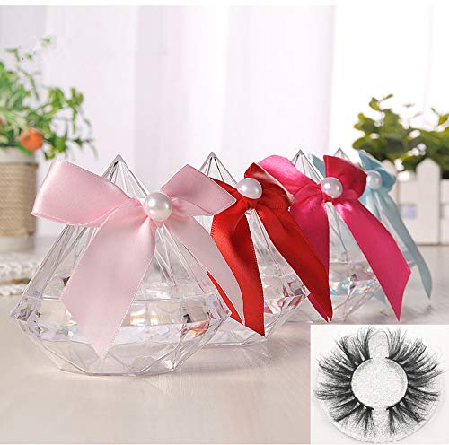 Healthcom 6 Pcs 25mm Clear Diamond Shape Empty False Eyelashes Packaging Box Case 3D Mink Lash Box Acrylic Eyelash Storage Box Holder with Trays Candy Gift Box DIY Makeup Lash Case for Women Girls