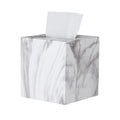 HOUSE DIARY Metal Square Tissue Box lid, Modern Facial Tissue Holder for Bathroom Vanity Tops, Bedroom Dressers, Nightstands, Desks, Offices (Marble White)