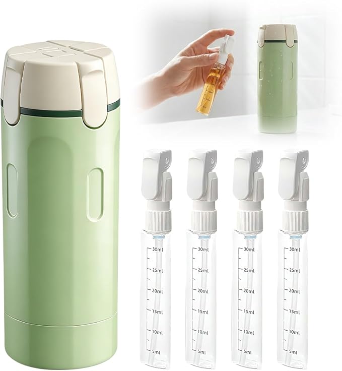 Eadwe 2026 New 4 in 1 Travel Dispenser Bottle, 4 Pack 30ML Travel Bottles for Toiletries, Leak Proof Travel Size Containers, Portable Containers for Shampoo Lotion Conditioner Cream (Green)