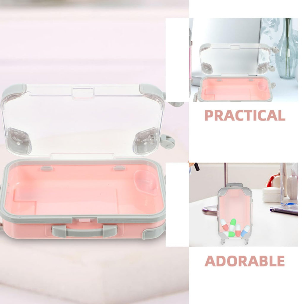 minkissy 2pcs ABS Mini Suitcase Makeup Tool Box for Travel Organizing
