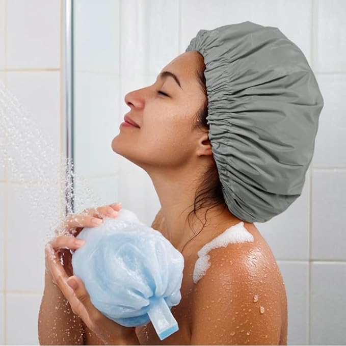 Edoneery Reusable Shower Caps for Women, Waterproof Long Hair Bonnet