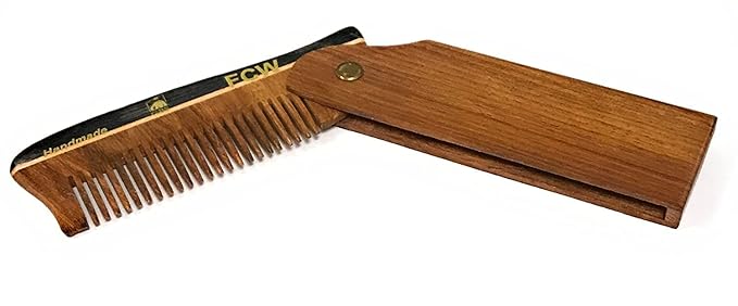 G.B.S Wooden Hair Comb for Men Pocket Folding Comb for Beard Wide Tooth Pack of 2