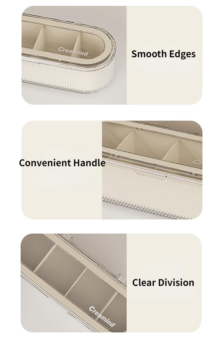 Siehpa3 Makeup Brush Holder Organizer, Clear Acrylic Makeup Sponges Organizer, Cosmetic Storage Case with Lid, Display Case for Vanity