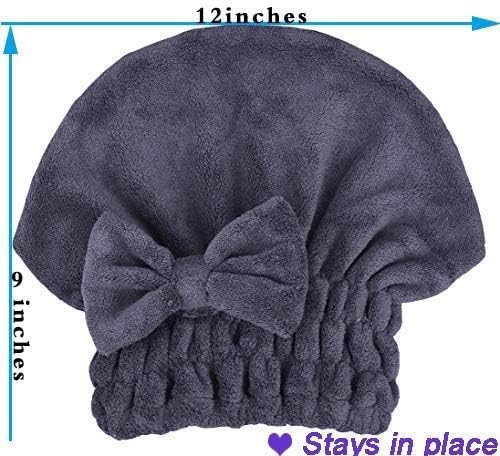 MAYOUTH Microfiber Hair Drying Towels Head wrap 2-Pack with Bow-Knot Shower Cap Hair Turban hairWrap Bath Cap for Short or Curly Long & Wet Hair Gift for Women
