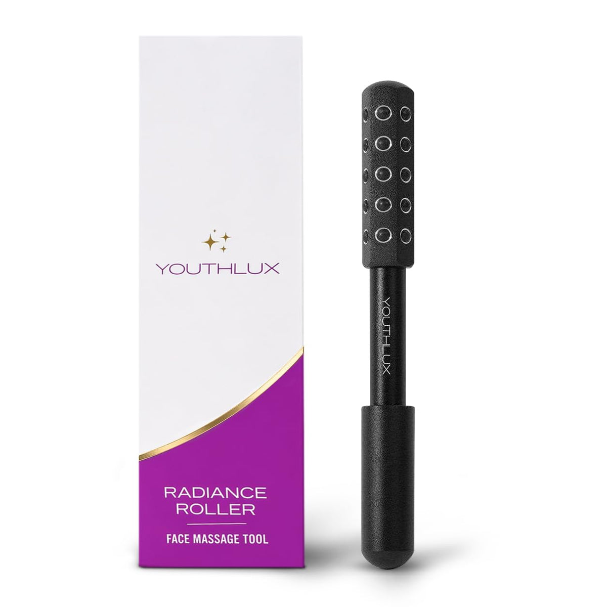 YOUTHLUX Radiance Roller – Germanium Stone Facial Massage Tool/Wand Face Roller for Lifting, Sculpting, De-Puffing, Glow Boost, Energizing & Cooling Effect (Purple)