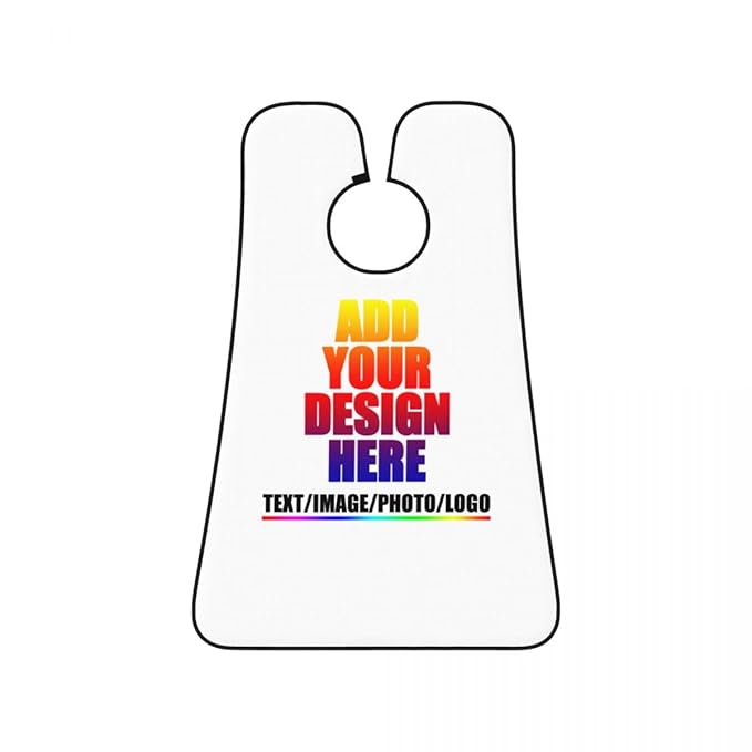 Custom Beard Bibs Apron Personalized Beard Hair Catcher Add Photo Picture Text Waterproof Beard Shave Cape for Shaving Trimming for Birthday Father's Day Gifts White