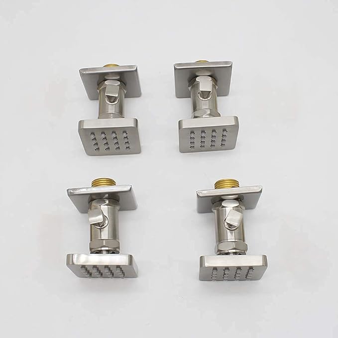 (Upgrade) Solid Brass Shower Body Spray Massage Nozzle Wall Jets, Flow Can Be Controlled, Showerhead Can Swivel (4PCS, Brushed Nickel)
