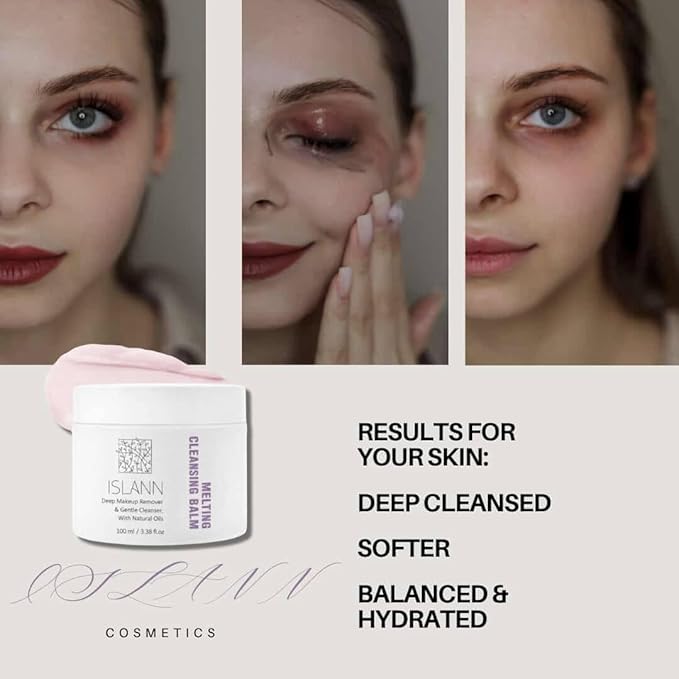 ISLANN Melting Cleansing Balm, Korean Makeup Remover for Waterproof Makeup, Deep Cleansing Oil Balm with Natural Oils, Vegan Face Cleanser for All Skin Types, 3.38 fl oz (100ml)