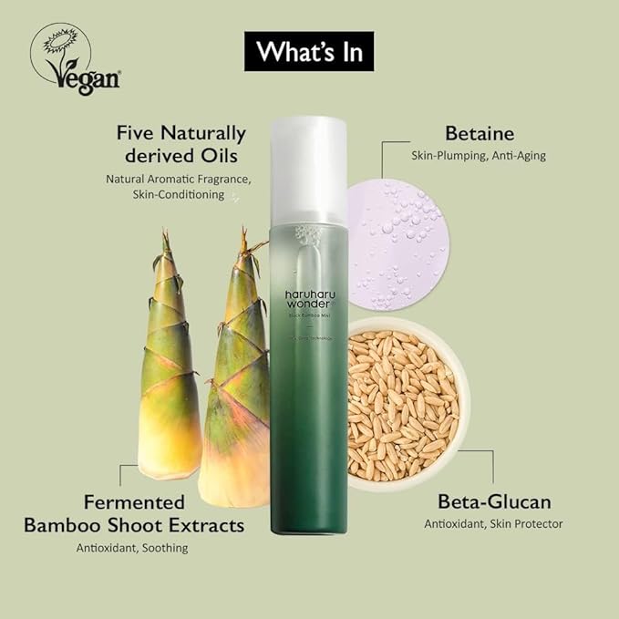 HARUHARU wonder Black Bamboo Mist, Hydrating and Firming skin, Panax ginseng for clean and smooth skin surface, Korean Skincare, Vegan, Cruelty Free, 5.07 fl.oz.