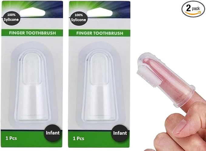 AmeriCan Goods 2/Pcs Baby Finger Toothbrush Silicone Infant Finger Cleaning Massager Brush for Teeth & Gums