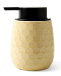 Soap Dispenser, 12OZ Ceramic Liquid Ice Crack Yellow Hand Soap Dispenser with Honeycomb Design for Kitchen or Bathroom, Refillable Dish Lotion Dispenser, ANTIS'S HOME