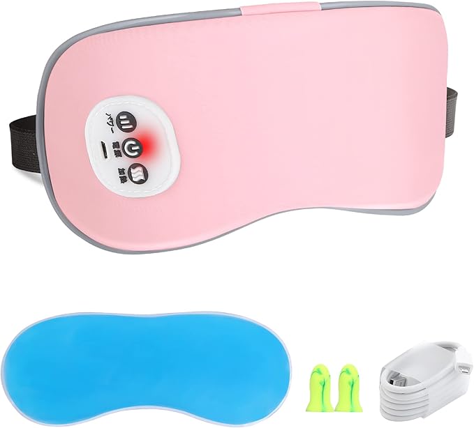 SandKing Cordless Heated Eye Massager with Cooling Eye Pad, Vibrating Heating Sleeping Mask for Men Women Kids -USB Charing Heated Eye Mask Electric for Dry Eyes, Relax,Travel (Pink)
