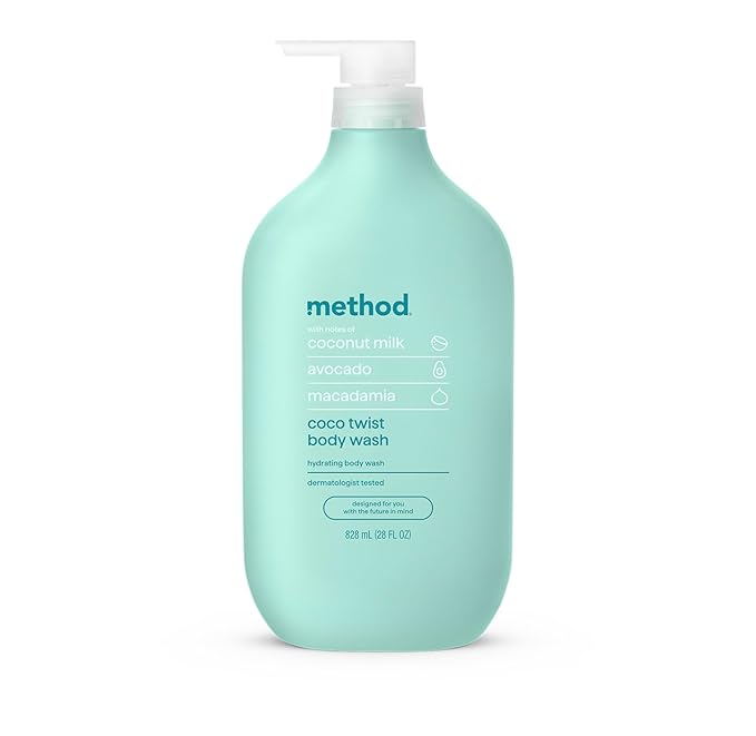 method Body Wash, Coco Twist - Leaves Skin Feeling Soft & Moisturized, Made Without Parabens, Notes of Coconut Milk, Avocado & Macadamia, 28 Fl Oz
