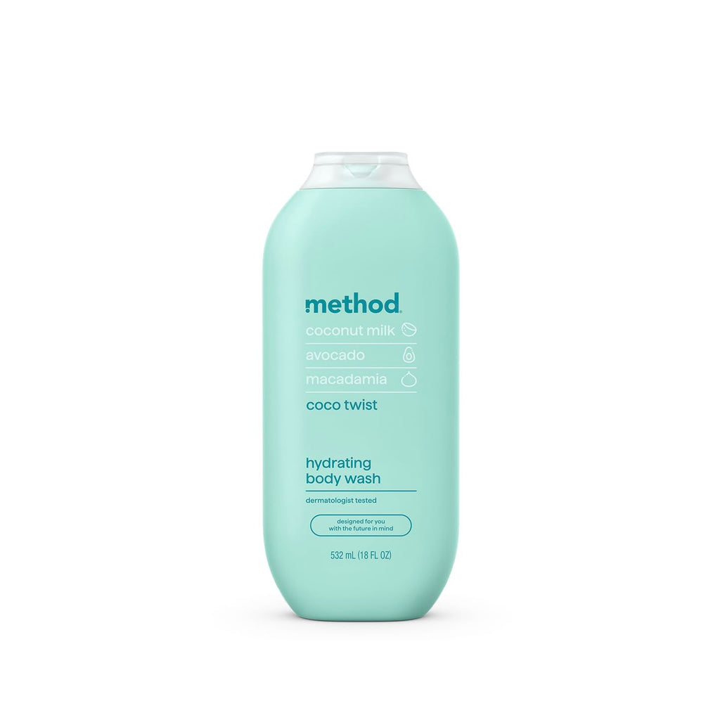 method Body Wash, Coco Twist - Leaves Skin Feeling Soft & Moisturized, Made Without Parabens, Notes of Coconut Milk, Avocado & Macadamia, 18 fl oz