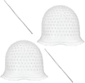 2 Pcs Hair Coloring Highlighting Cap Reusable Silicone Highlight Cap with Hook Hair Dye Cap with Holes Hair Salon Tools Hairdressing Highlighting Kit