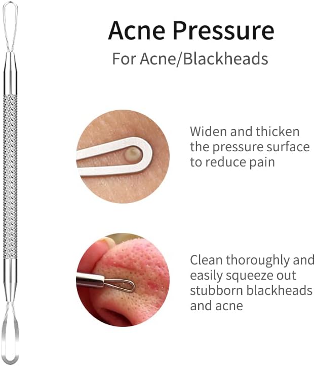 Blackhead Remover Tools,Upgrade 10 PCS Acne Needles,GERY Whitehead Removal Extractor Tools,Pimple Popper Tool Kit, Professional Stainless Pimple Acne Blemish Removal Tools Set with Leather Package
