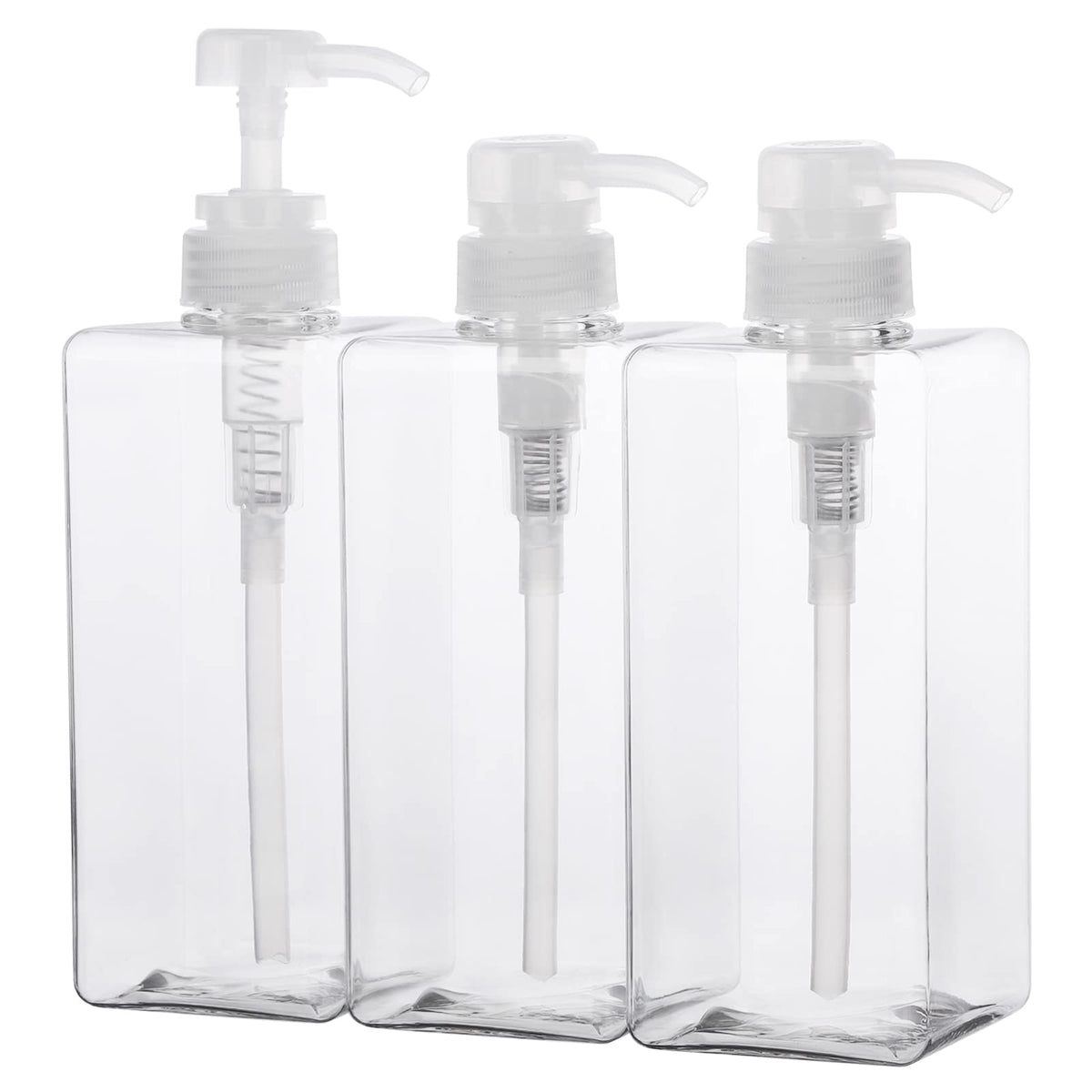 Suream 9.5oz Refillable Pump Press Bottles, Plastic Shampoo and Conditioner Dispenser, 280ml Reuable Cosmetic Empty Bottle, Bathroom Countertop Shower Dispensers for Body Wash, Hand Sanitizer, 3Pack