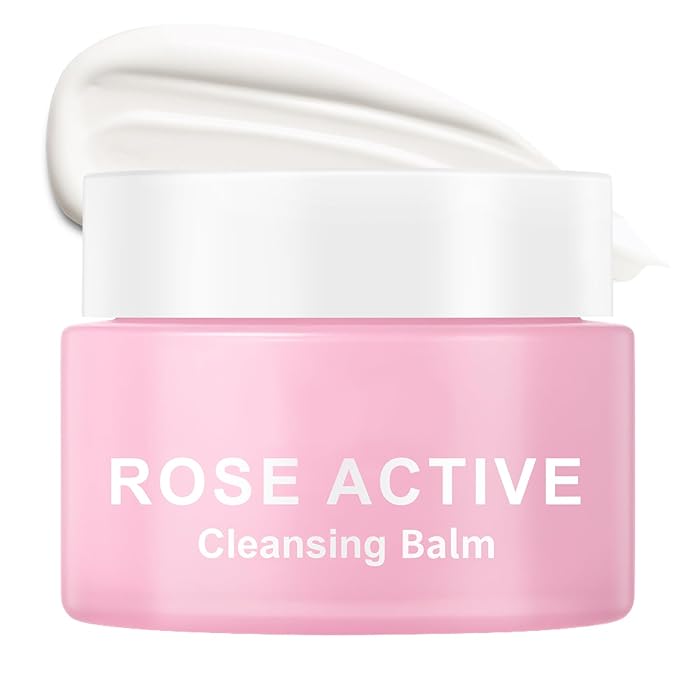 OUPEICHARM Makeup Remover & Cleansing Balm, Rose Makeup Melting Remover, Gentle and Nourishing Cleansing Balm for Eyes, Lips, Face, Sensitive Skin, Deep Cleanse & Moisturize