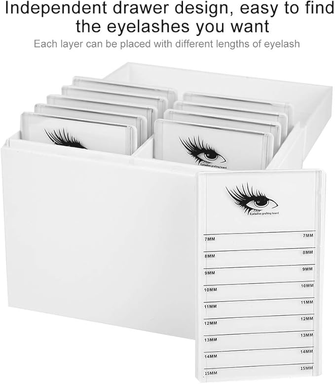 Salmue 10-Layer Eyelash Extension Storage Box, Acrylic False Eyelash Makeup Organizer Holders, Makeup Cosmetic Case for Grafting Eyelash Extension Tool