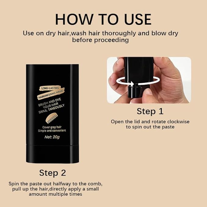 2Pack Safe and Convenient Comb Hair Dye, Portable Hair Dye Comb For Gray Hair Coverage, Waterproof and Sweat-Proof, 2 in 1 Instant Dye, for Women & Men(BLACK)