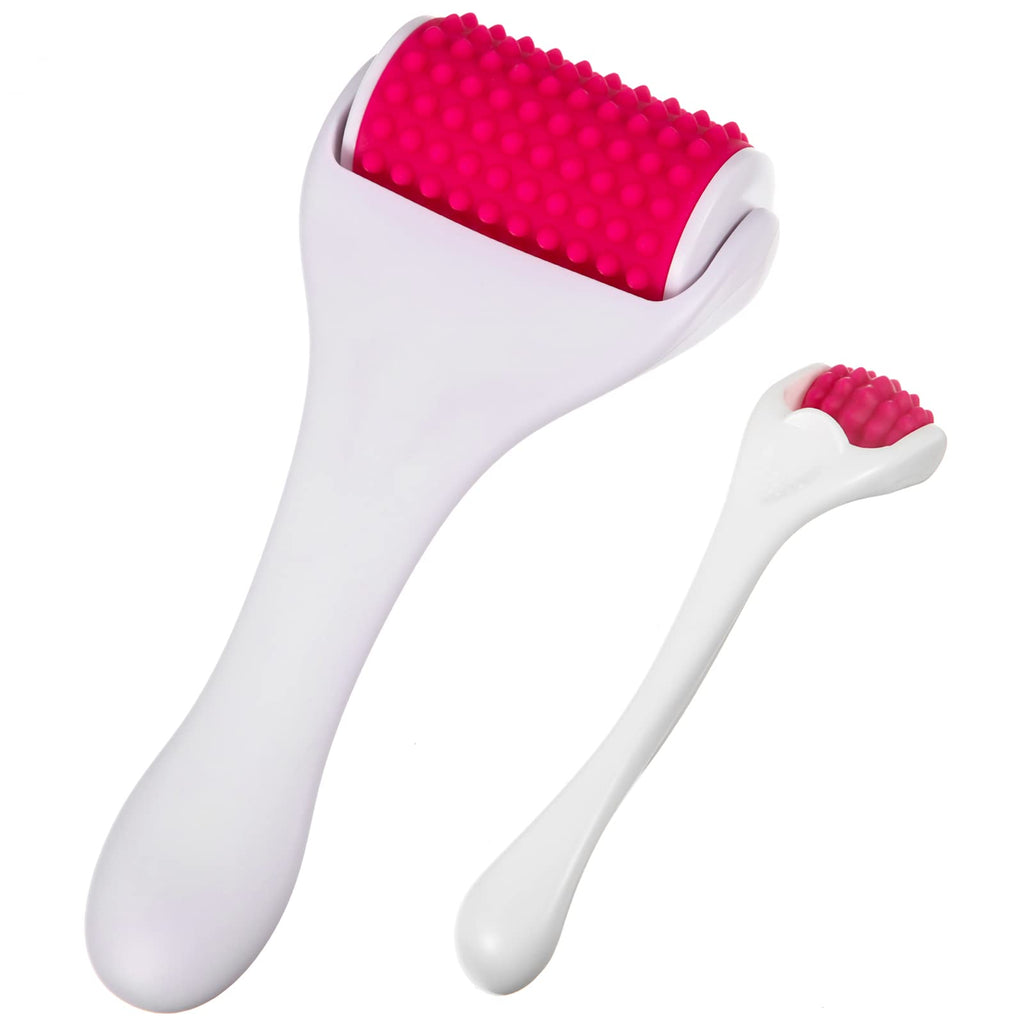 Tondiamo 2 Pcs Muscle Roller Portable Small Silicone Massager Roller Deep Tissue Muscle Massage Stick Cellulite Remover Scar Tissue Massager for Relief Face Neck Arm Back Leg(White,Silicone)