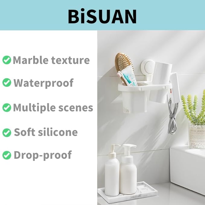 BiSUAN 2 Packs Silicone Bathroom Vanity Tray Large 11.8" ＆ Small 7.8" Set - Rectangle Shatterproof Flexible Bathroom Tray for Soap Dispenser, Tissues, Candles, Towel, Plant, Perfume Key
