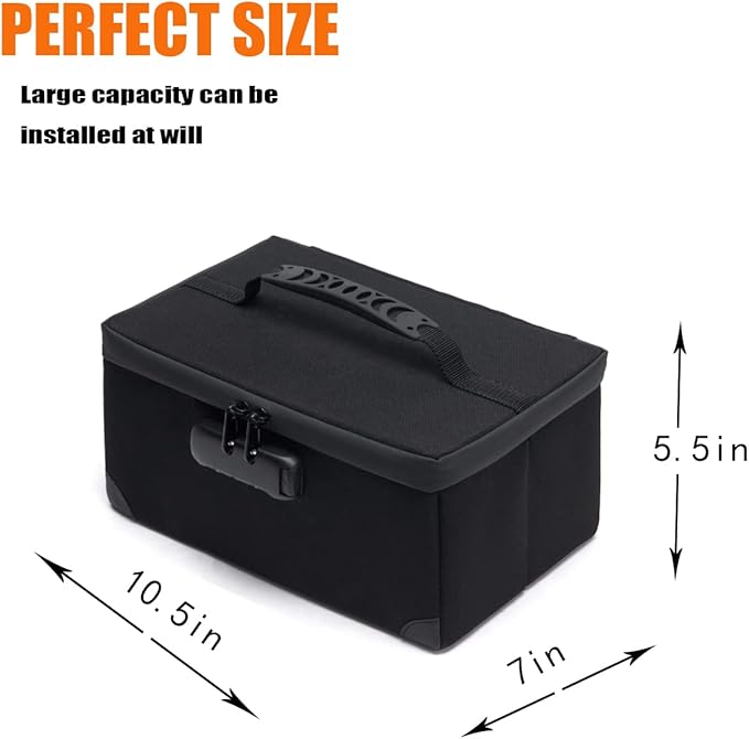 KaAutoler Portable Cosmetic Bag with Lock, Large Capacity Travel Makeup Case Organizer, Waterproof Makeup Bags for Girls Traveling With Handle and Divider Makeup Bag…(Black)