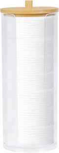 Eyxformula Cotton Round Holder & Pad Dispenser | Clear Acrylic Makeup Remover Pads Container with Bamboo Lid - Hygienic Bathroom Vanity Storage Organizer | Includes 100 PCS Soft Cotton Rounds