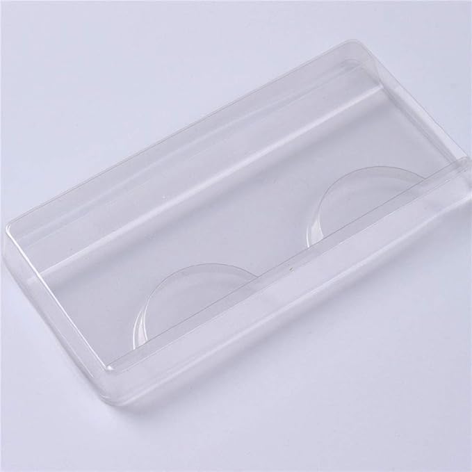 Healthcom 50 Pieces 25mm Rectangle Plastic Eyelash Trays Clear Lash Trays Holder Mink Lash Trays Eye Lash Tray for False Eyelashes Packaging Box Eyelash Storage Case Cosmetic Container Beauty Salons