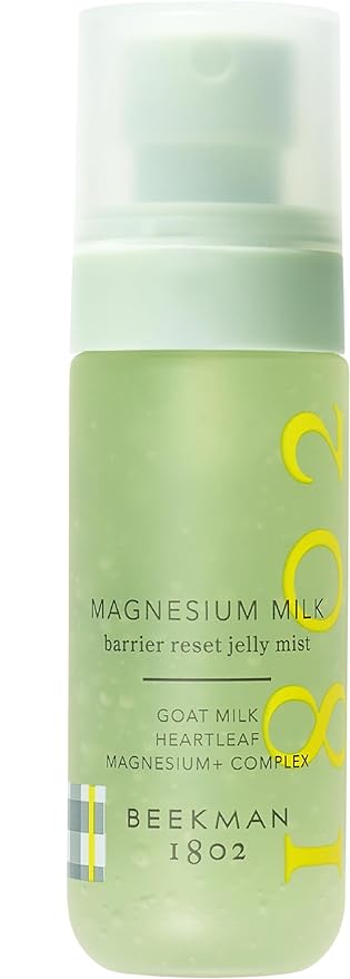 Beekman 1802 Magnesium Milk Barrier Reset Jelly Face Mist – Magnesium Spray with Goat Milk – Hydrating Face Mist & Facial Spray – Cruelty Free, Suitable for Sensitive Skin, 2 Fl Oz