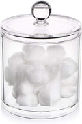 Hipiwe Cotton Ball and Swab Organizer with Lid Apothecary Acrylic Jar Makeup Qtip Organizer Bathroom Storage Canister Jar for Cotton Rounds Pads Q-tips Holder