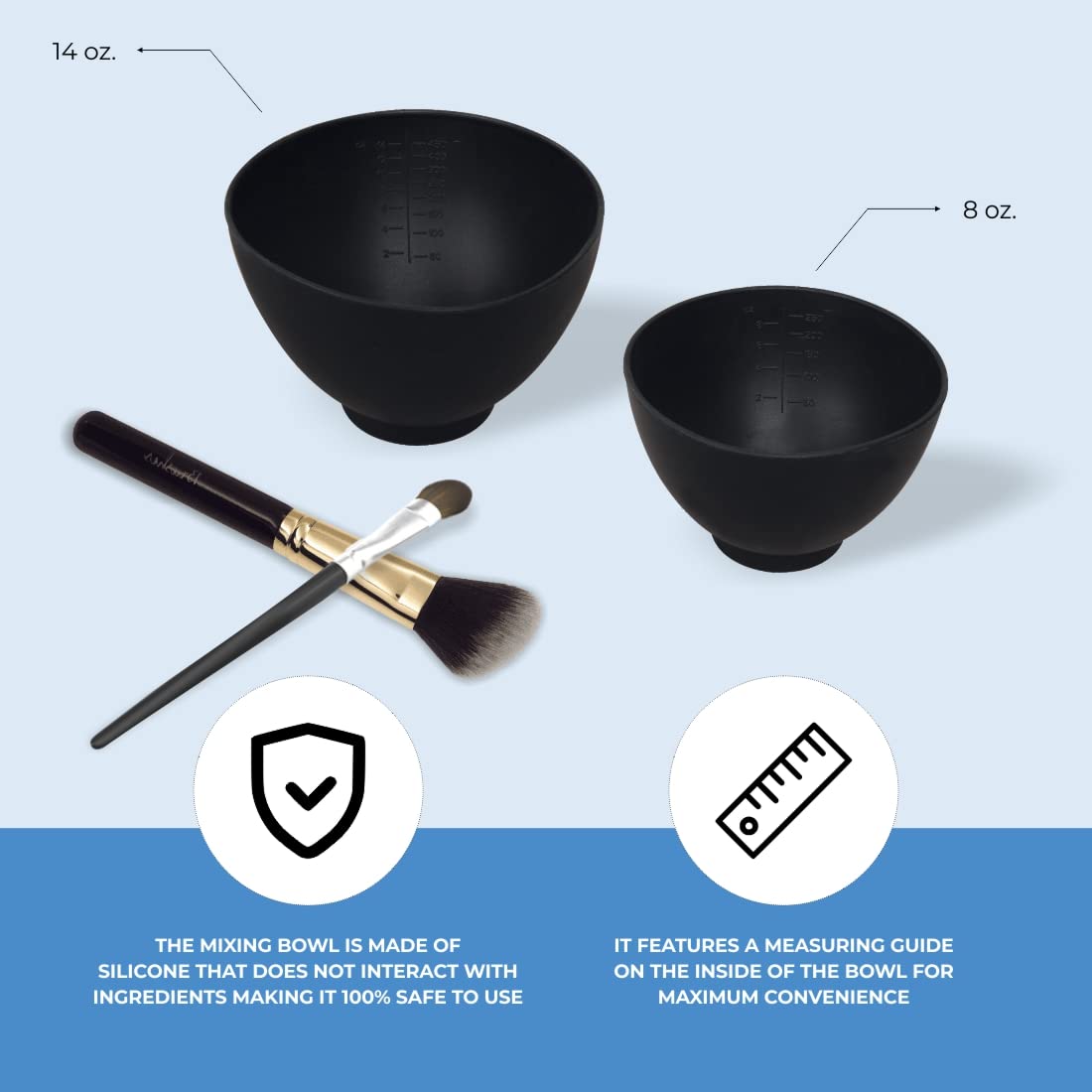 ForPro Professional Collection Silicone Mixing Bowl, Black, Flexible, Odorless, for Mixing Facials, Massage, Body & Other Products, 14 oz