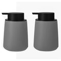 Foaming Hand Soap Dispenser Ceramic, Foam Dish Soap Dispenser for Bathroom and Kitchen Sink, Liquid Pump Bottle for Shampoo, Body Wash, Grey, 2 Pack
