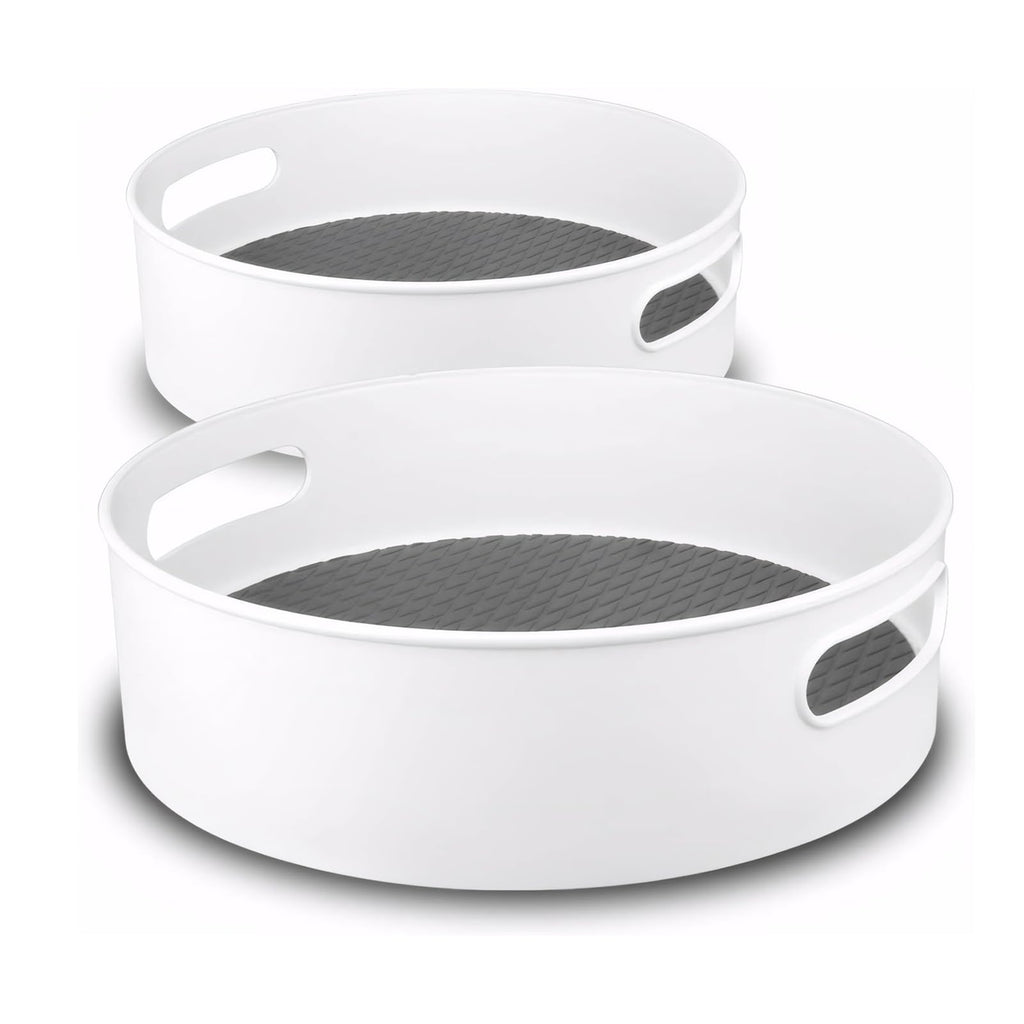 Semlos 360° Rotating Lazy Susan Organizers, 2 Packs 9" and 12" Turntable Spice Rack Organisers for Kitchen Organization and Storage, Non-Slip Under Sink Organizer for Bathroom Pantry Cupboard