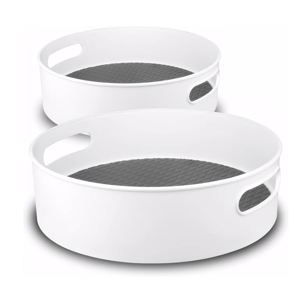 Semlos 360° Rotating Lazy Susan Organizers, 2 Packs 9" and 12" Turntable Spice Rack Organisers for Kitchen Organization and Storage, Non-Slip Under Sink Organizer for Bathroom Pantry Cupboard