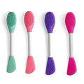 LASSKY Silicone Brushes,Double-Ended Silicone Face Mask Brush,Facial Cleansing Brush, Premium Soft Facial Masks Other Skin Care Applicator Tool for Cream, Body Lotion,Moisturizer (4PCS Multicolor)